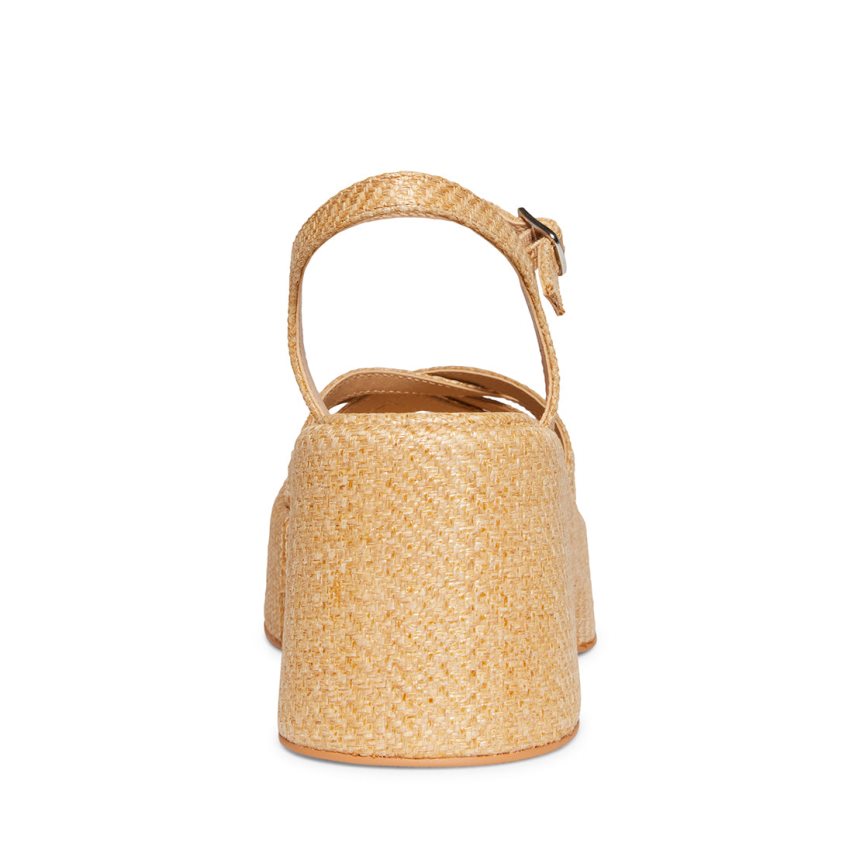 Sandalias de Plataforma Steve Madden Crazy30 Raffia Mujer Beige | ES SJ8436